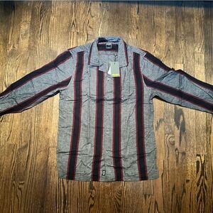 Todd Snyder Charcoal and Burgundy Striped Shirt